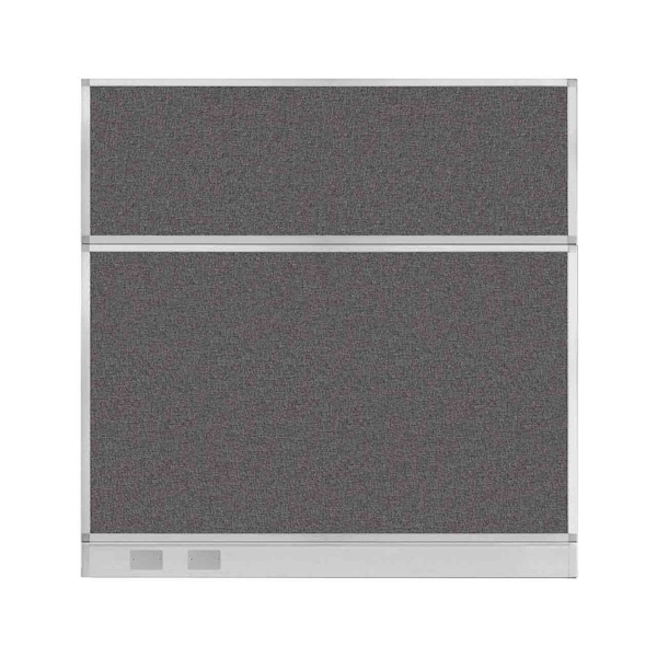 Hush Panel Configurable Cubicle Partition 6' x 6' Charcoal Gray Fabric w/ Cable Channel